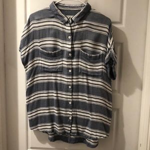 Blue and white stripe button down